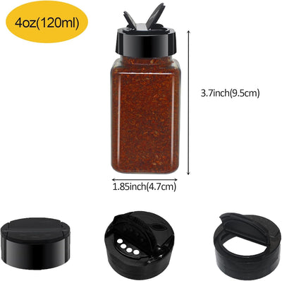 24 Pzas Botellas Especias Plástico 4oz Tapas Negro Etiqueta Tiza