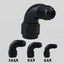 Acoplador 8AN macho a hembra 90 grados aluminio negro set 2