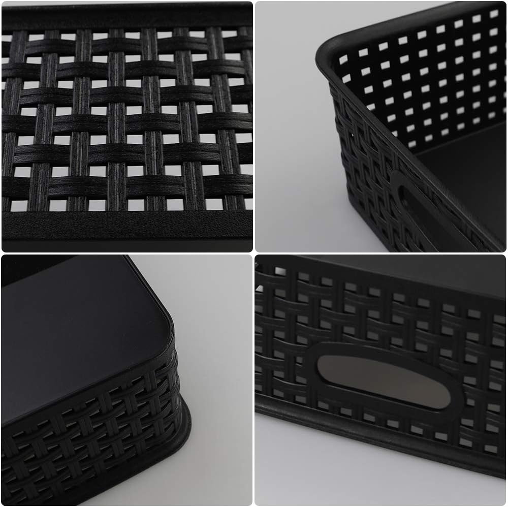 4 Cestas Almacenamiento Plástico Negro
