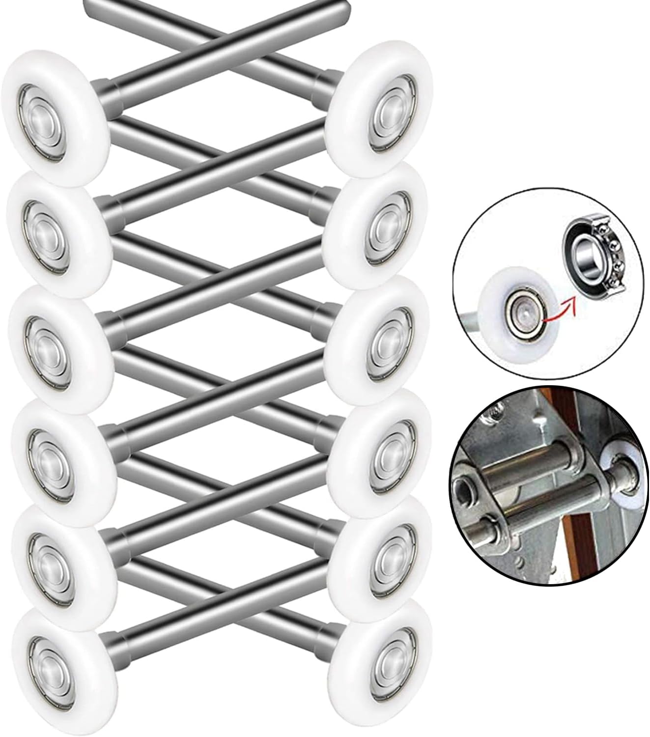 Rueda rodillos nailon puerta garaje 11 bolas 4pulg 12pzas