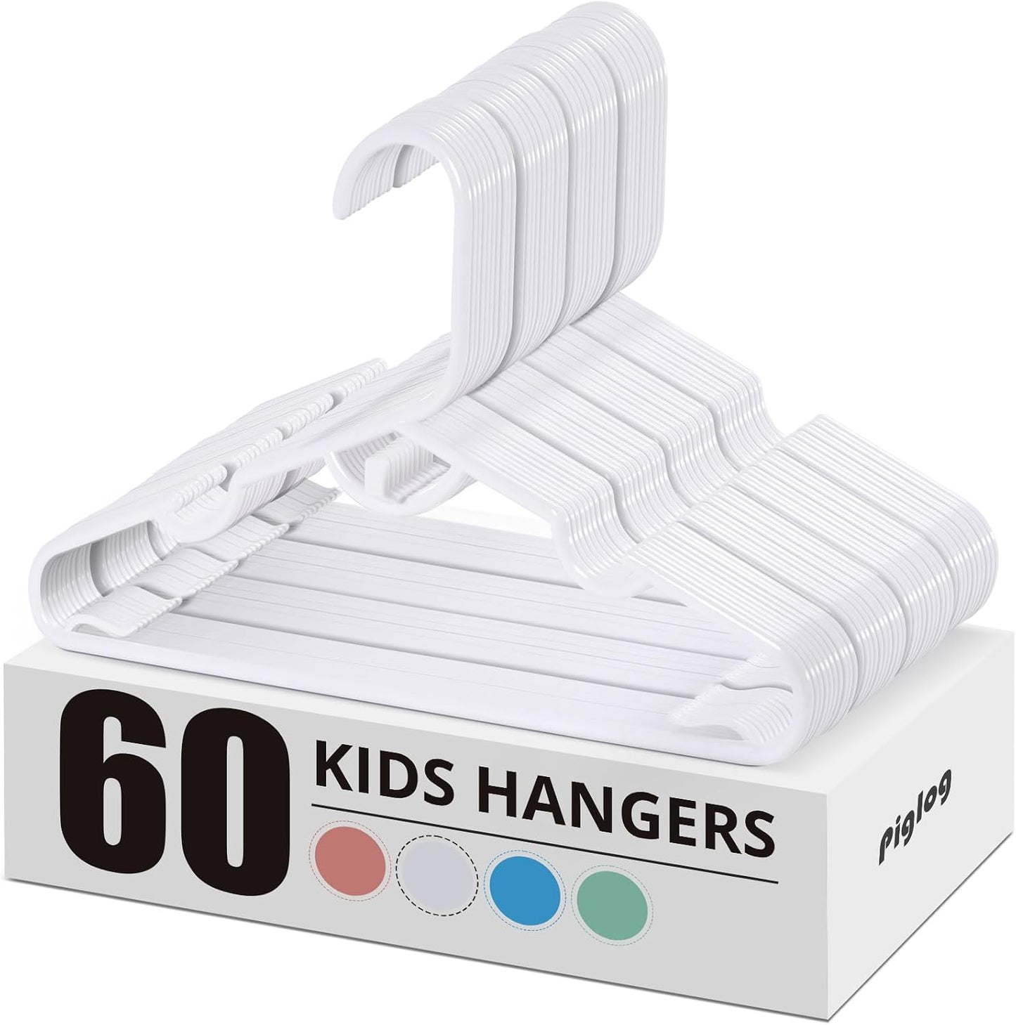 60 Perchas Plástico para Bebés y Niños 11.4pulg Blanco