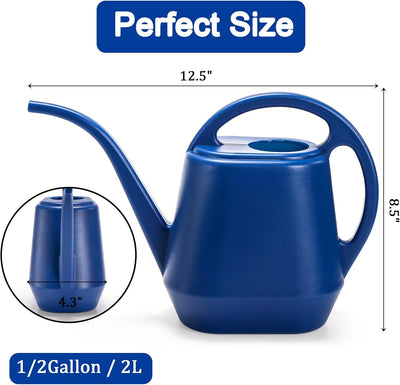Regadera plástico 1/2gal mango cómodo boquilla larga color azul