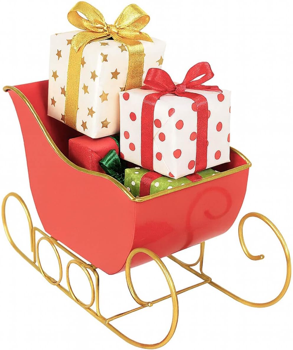 Decoración trineo rojo metal galvanizado navidad rústica hogar