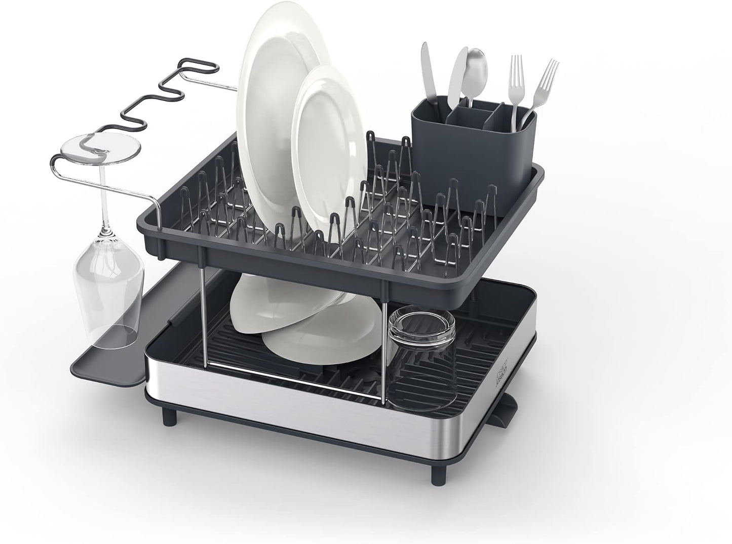 Escurridor platos con soporte copas vino 2 niveles