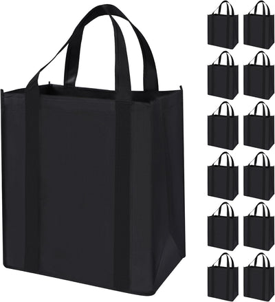 12 Pzas Bolsas Compra Resistentes 18kg Plegables Negro