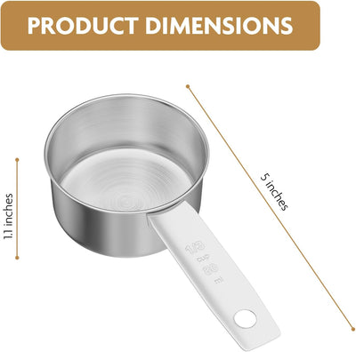 2 Tazas Medidoras Acero Inox 1/3 Taza Cuchara Metal Cocina