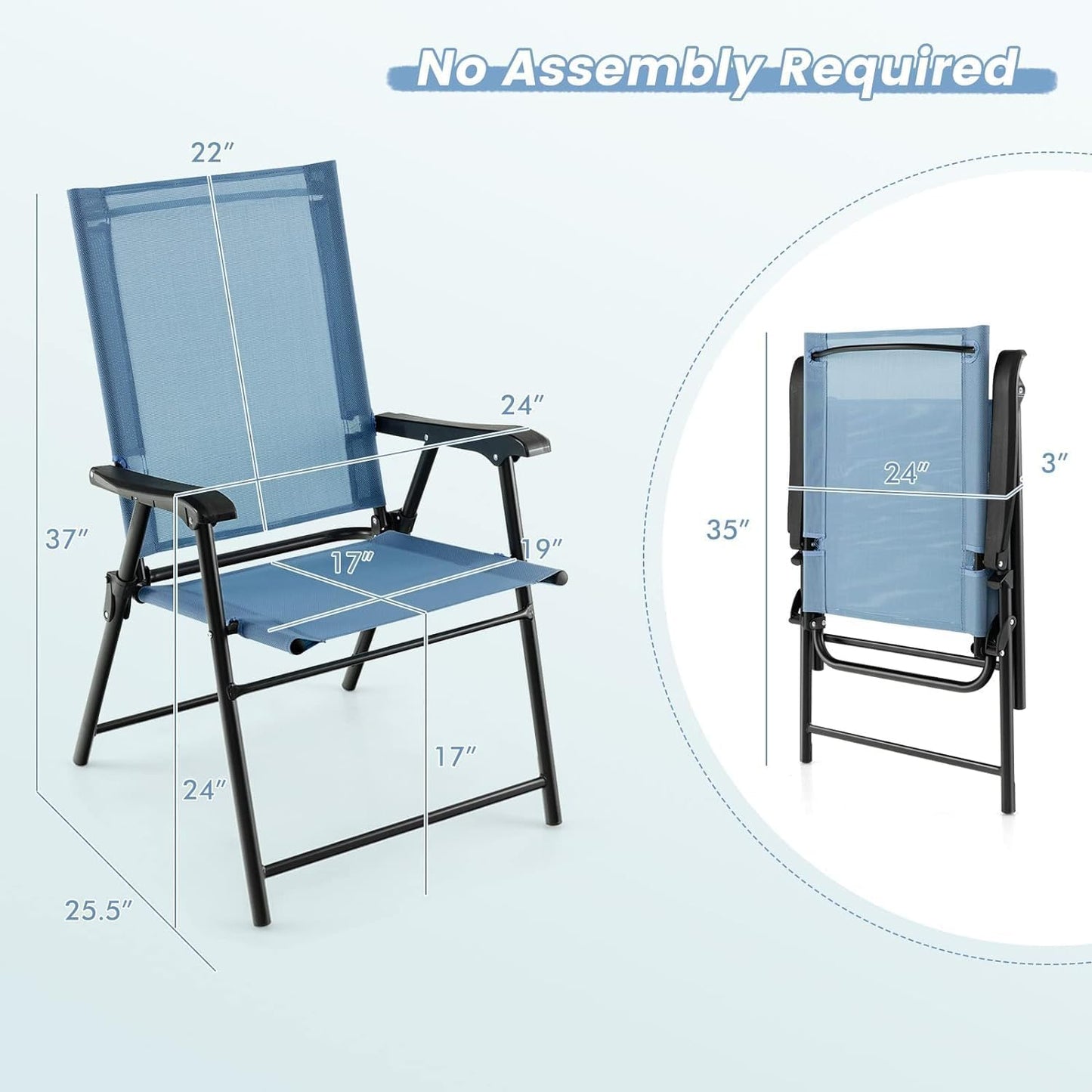 2 Sillas plegables tela transpirable patio jardín