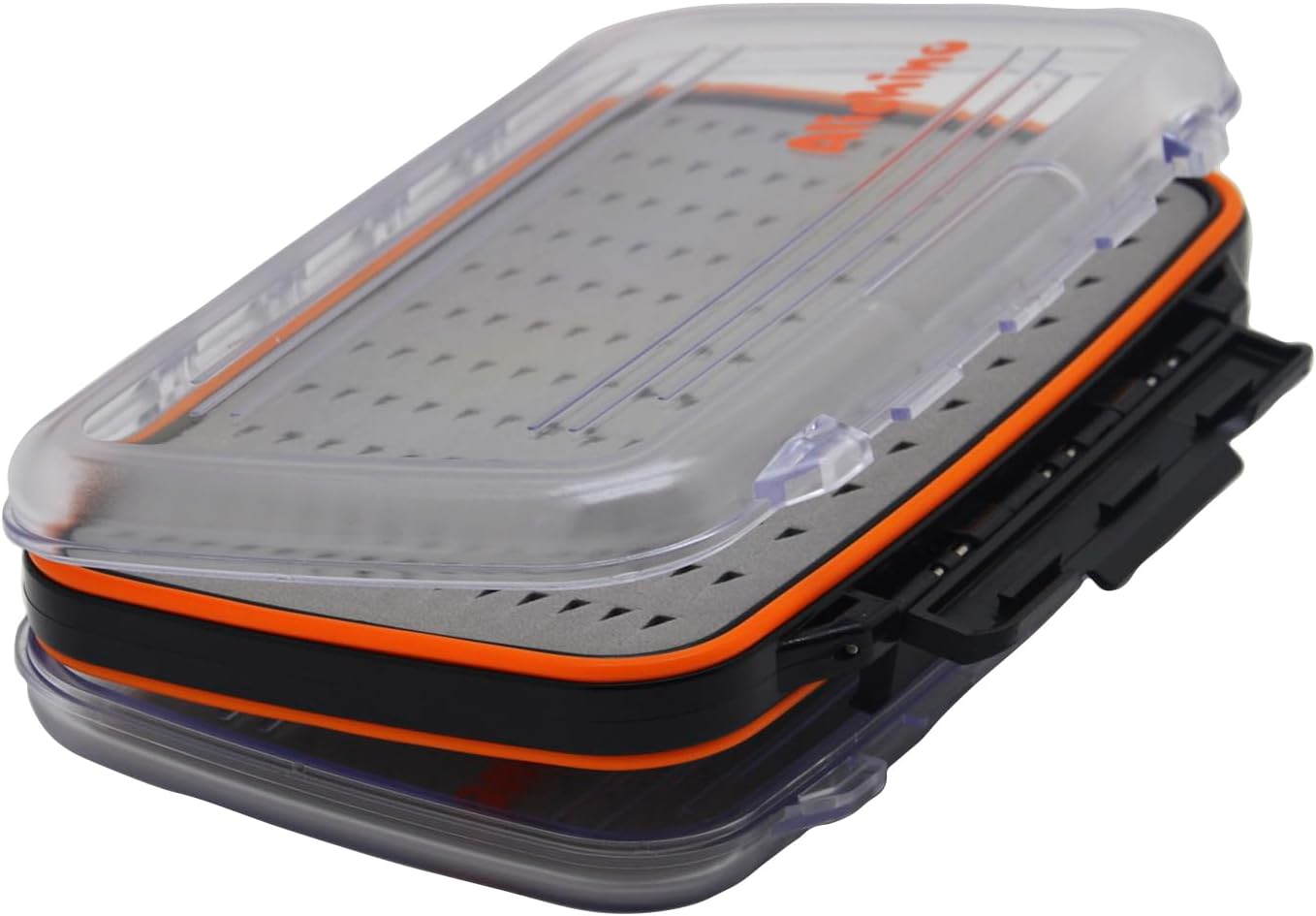 Caja mosca pesca impermeable 2 caras espuma gris 7.3x4.5pulg