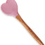 Cuchara bambú forma corazón mango grabado orificio colgar