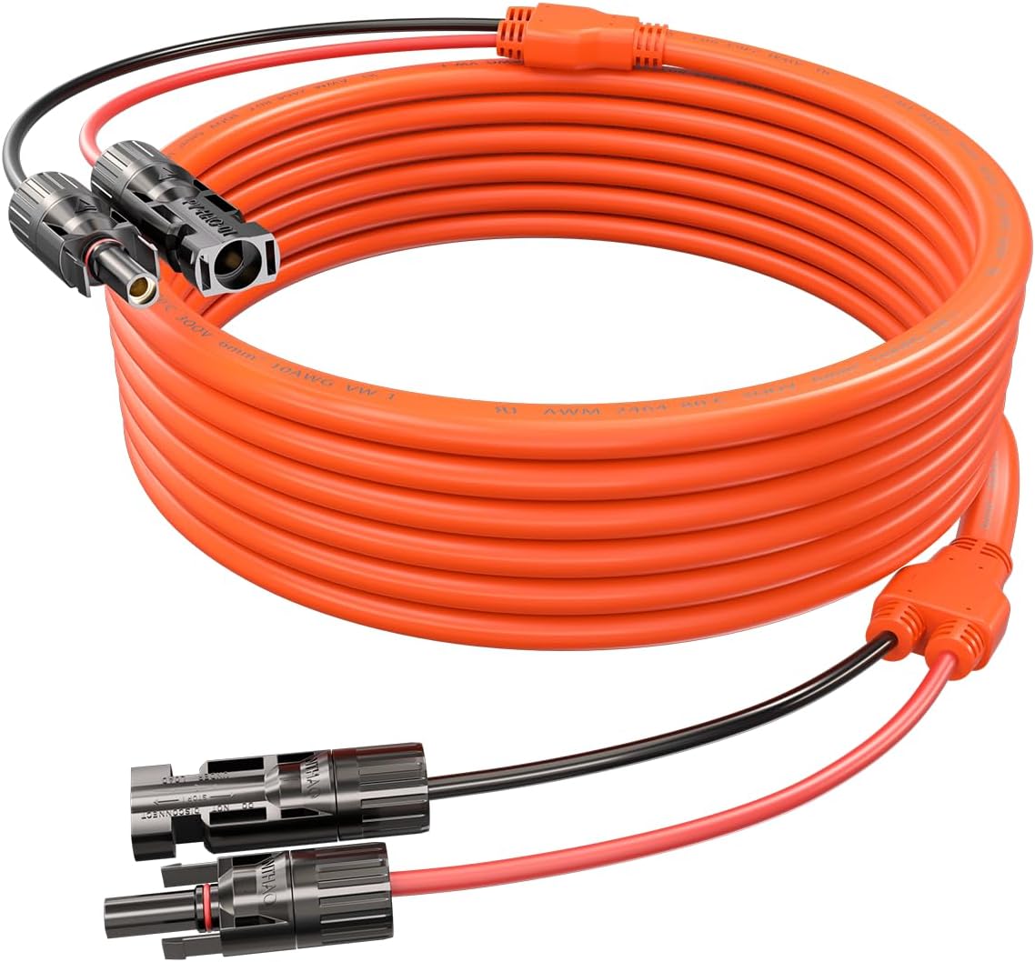 Cable extensión solar 10 AWG 10pies con conectores impermeables