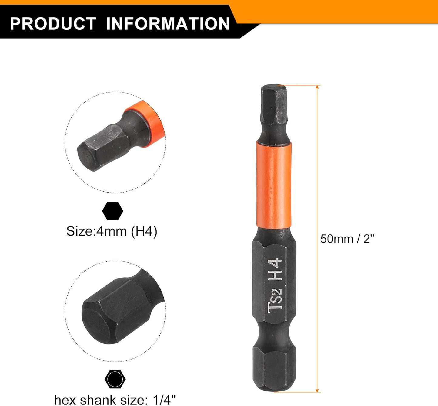 5 Brocas Hex 0.157pulg S2 Acero Magnético Impacto