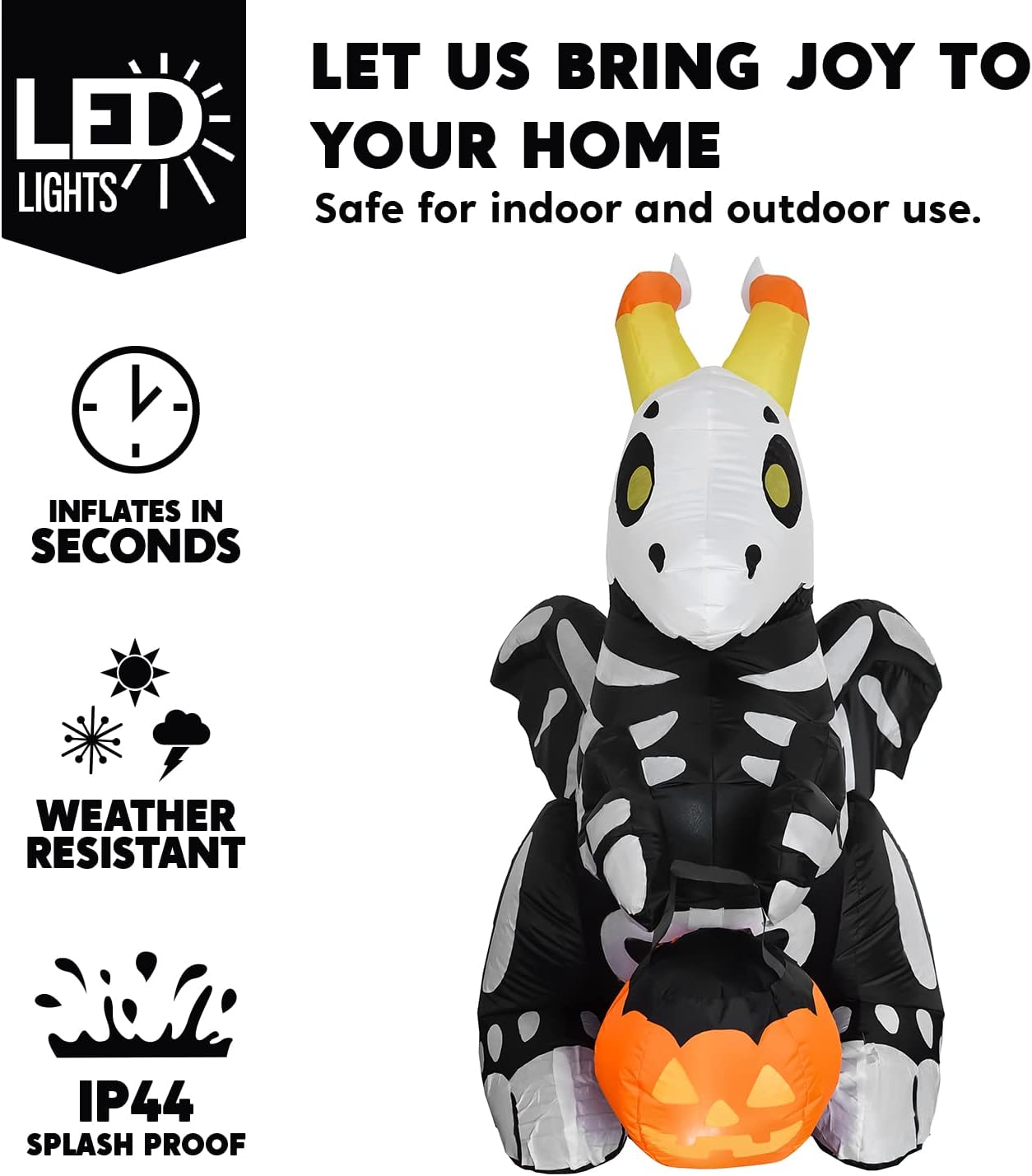 Esqueleto dragón inflable 5ft LED para Halloween exterior