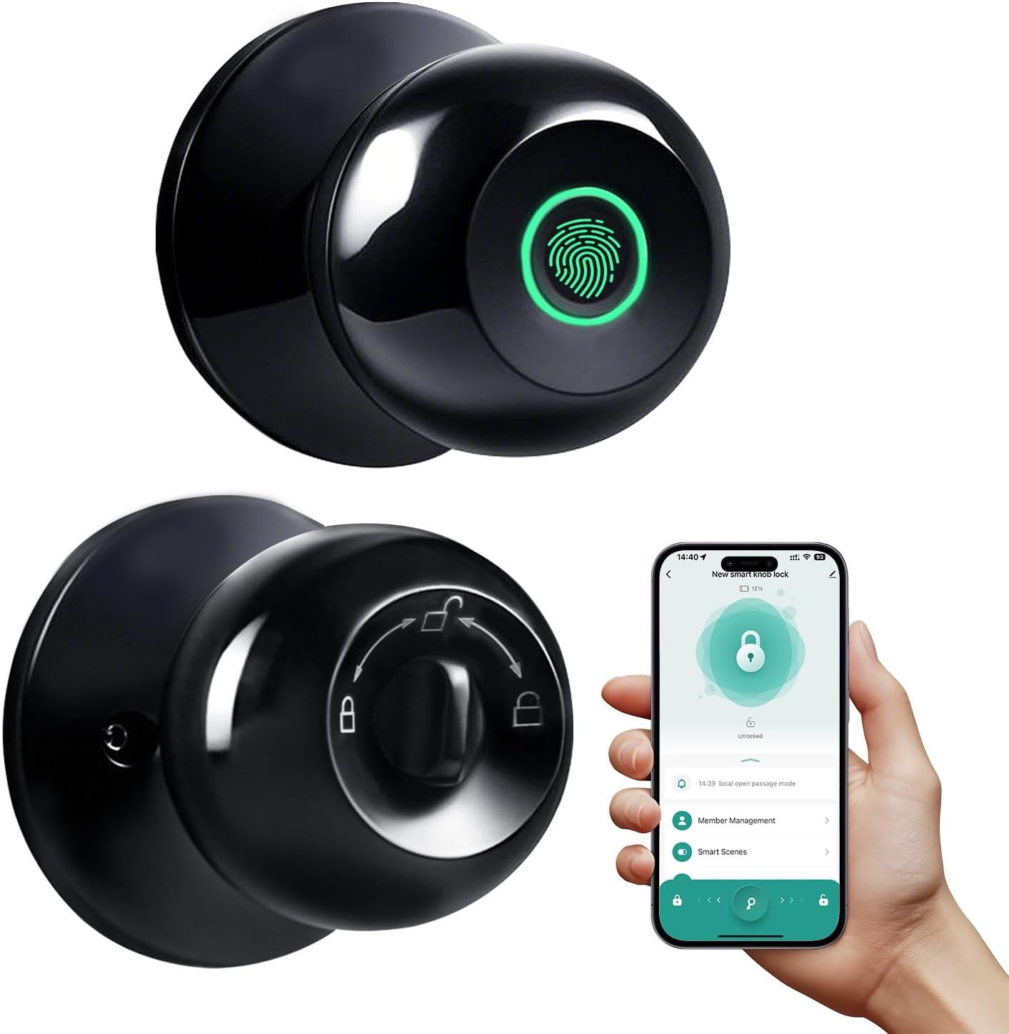Cerradura puerta inteligente biométrica con app y llave