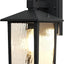 Luz porche 12pulg negra mate vidrio ondulado exterior