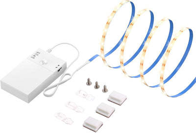 Tira luz LED blanca cálida sensor movimiento 3.3pies impermeable