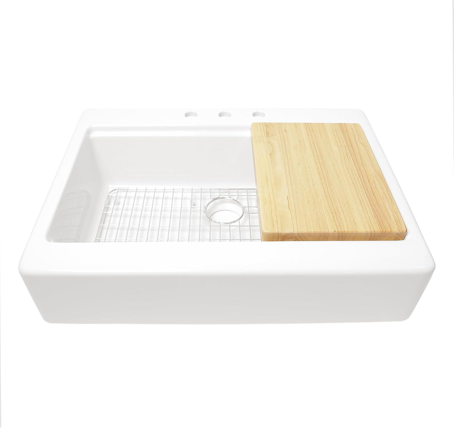 Fregadero arcilla refractaria 34pulg cuenco blanco
