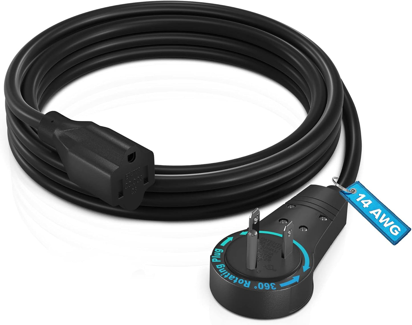 Cable extensión 6ft enchufe plano giratorio 360° 13A 125V UL