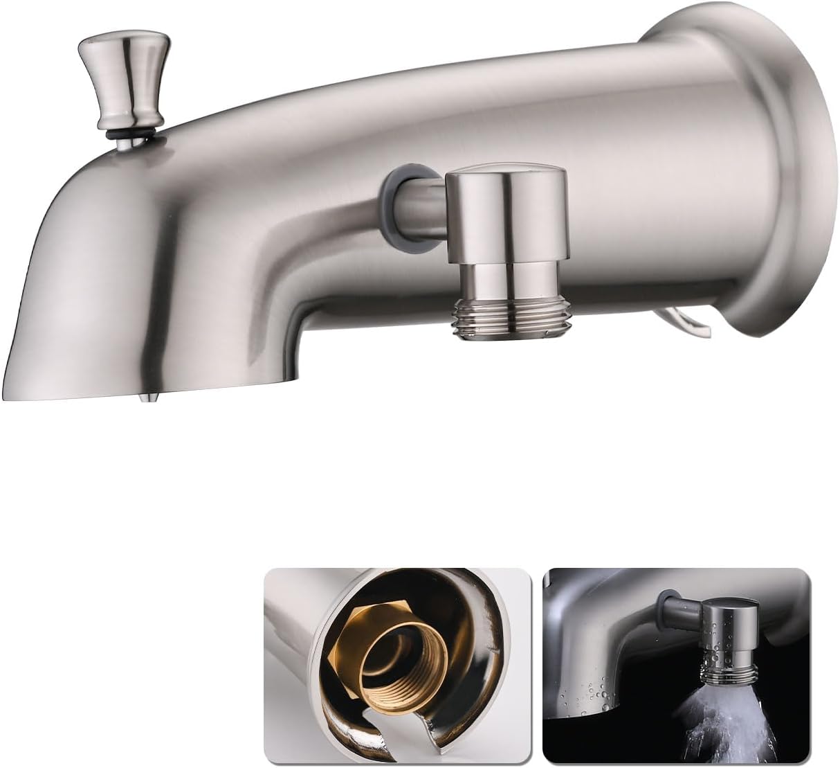 Boquilla bañera metal desviador ducha IPS 1/2-3/4 pulg níquel