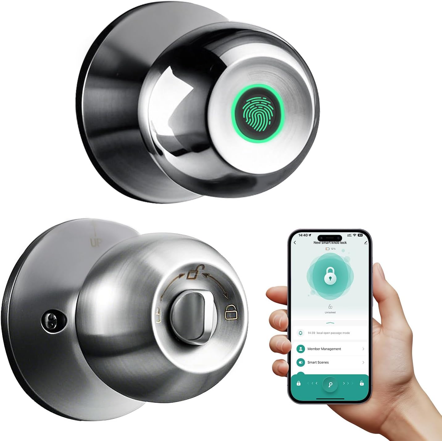 Cerradura puerta biométrica huella app bloqueo automático
