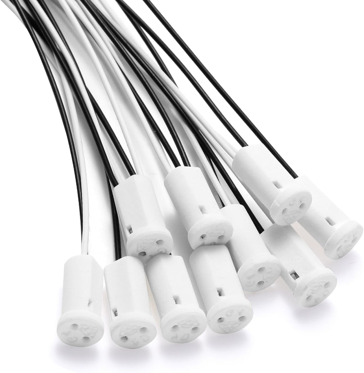 Pack 10 enchufes G4 MR11 adaptador cerámica con cable