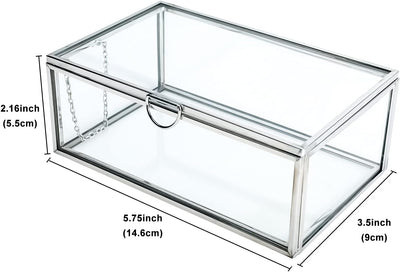 Caja vidrio vintage con tapa para joyas y baratijas