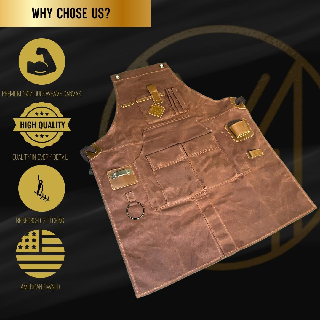 Delantal Carpintería Lona Pato Cuero Genuino Tallas XS-XXL