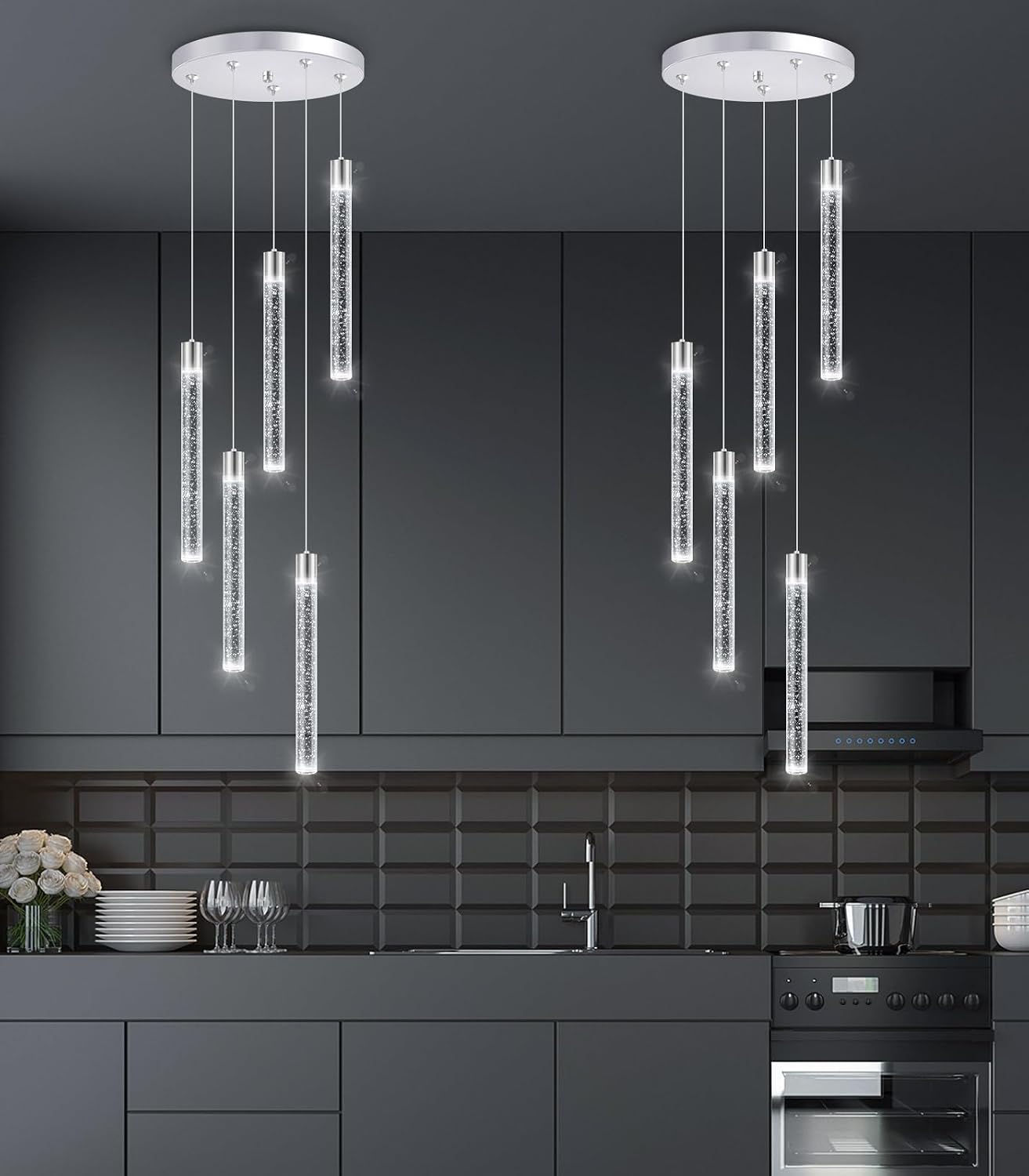 Lámpara araña cristal 5 luces LED regulable para comedor