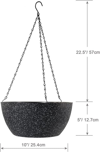 2 Pzas Maceta Colgante 10pulg Negro Moteado Jardín Hogar