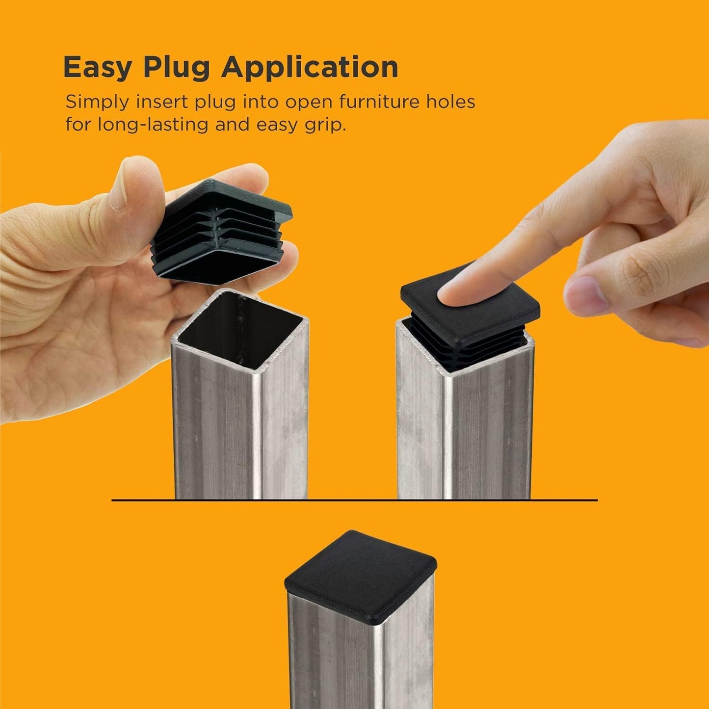 Tapones plástico acanalado cuadrado para patas muebles