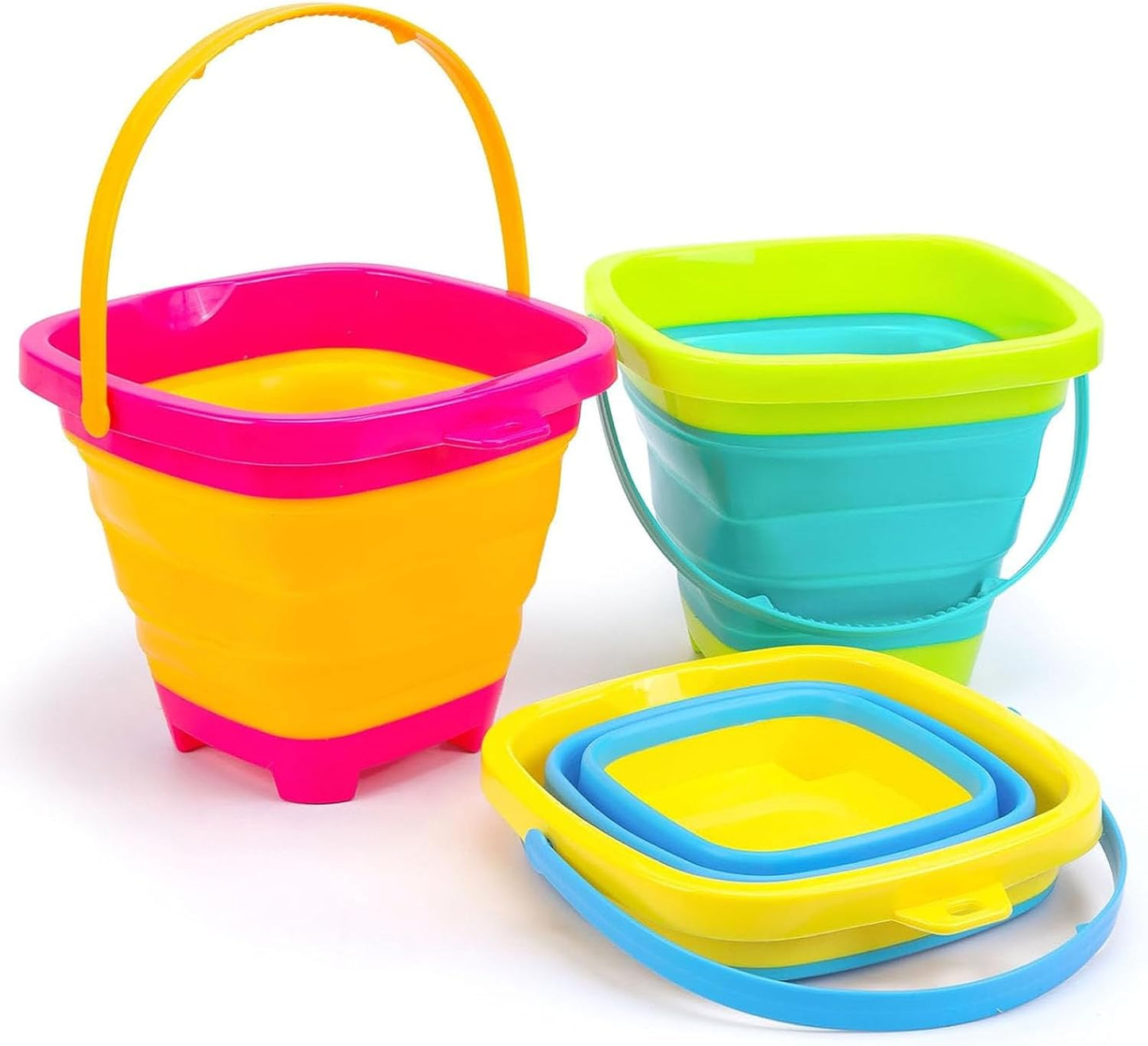 3 Cubos Silicona Plegables 2L para Juguetes Playa y Campamento