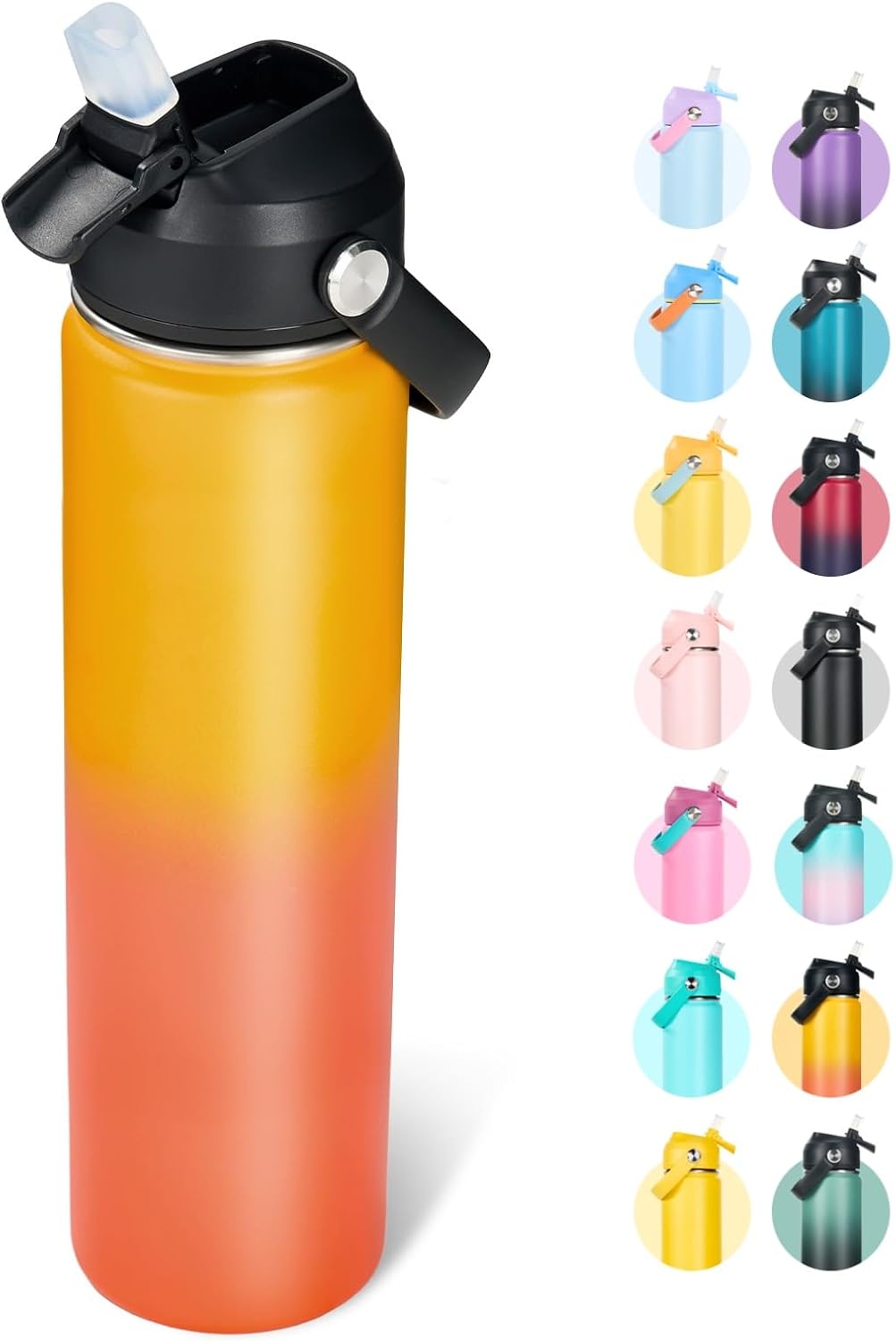 Botella agua acero inox 710ml doble pared sin BPA con pajita