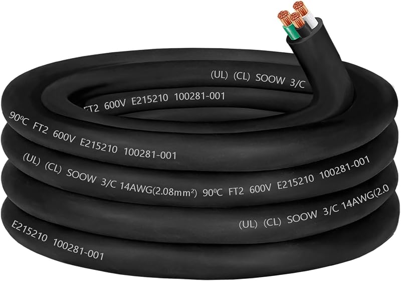 Cable SOOW 14/3 600V 3 conductor para motor soldadura luz