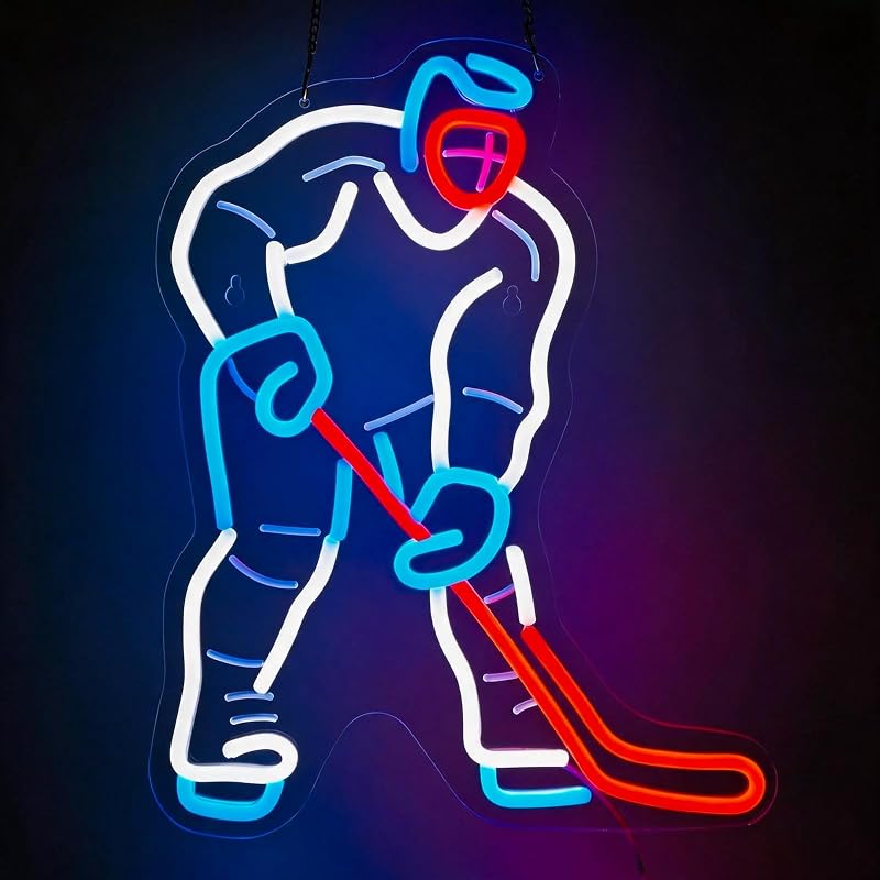 Letrero neón hockey LED para dormitorio niños