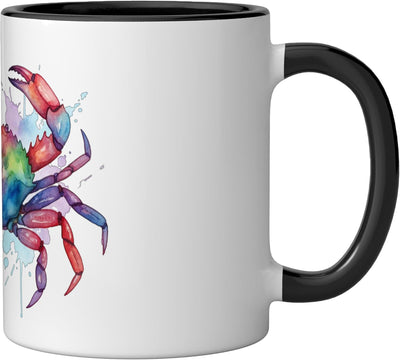 Taza cerámica de pintura gota marina arcoíris negro/blanco