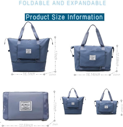 Bolsa viaje plegable gran capacidad expandible seca húmeda azul