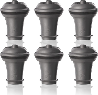 Tapones al vacío para vino set 6 gris sello hermético reutilizable