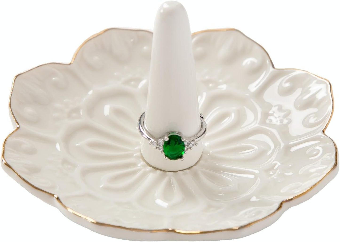 Plato portaanillos cerámica decorativo joyas mandala