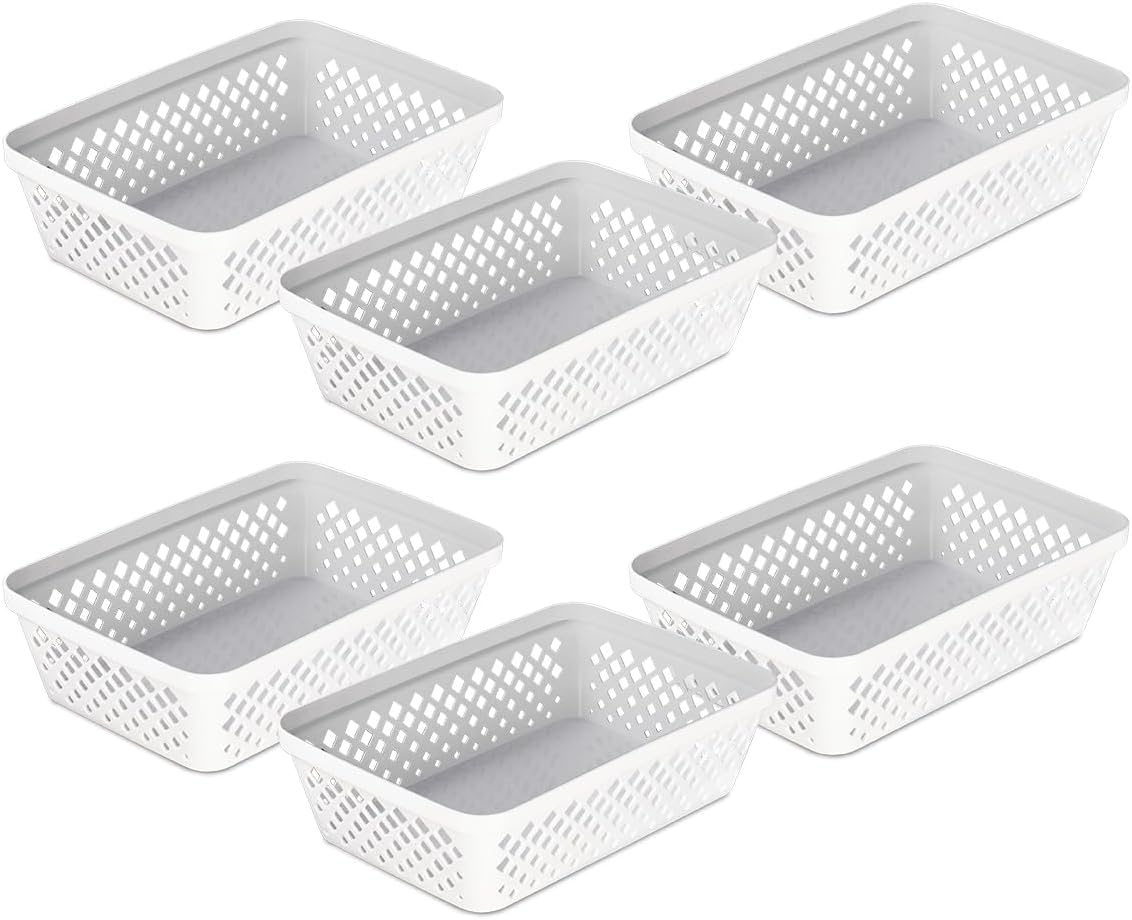 6 Pzas Cestas Almacenamiento Plástico Multiusos Blanco
