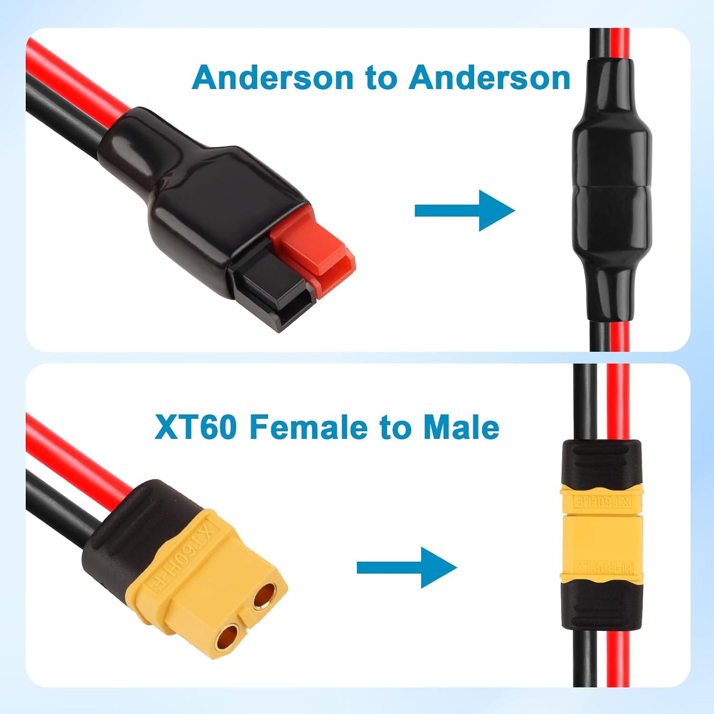 Cable XT60 a Anderson 10AWG 10pies para RC solar bricolaje