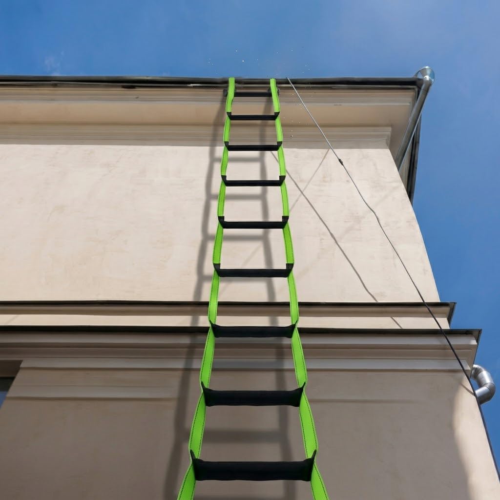 Escalera cuerda seguridad 16.5ft 2 ganchos hogar