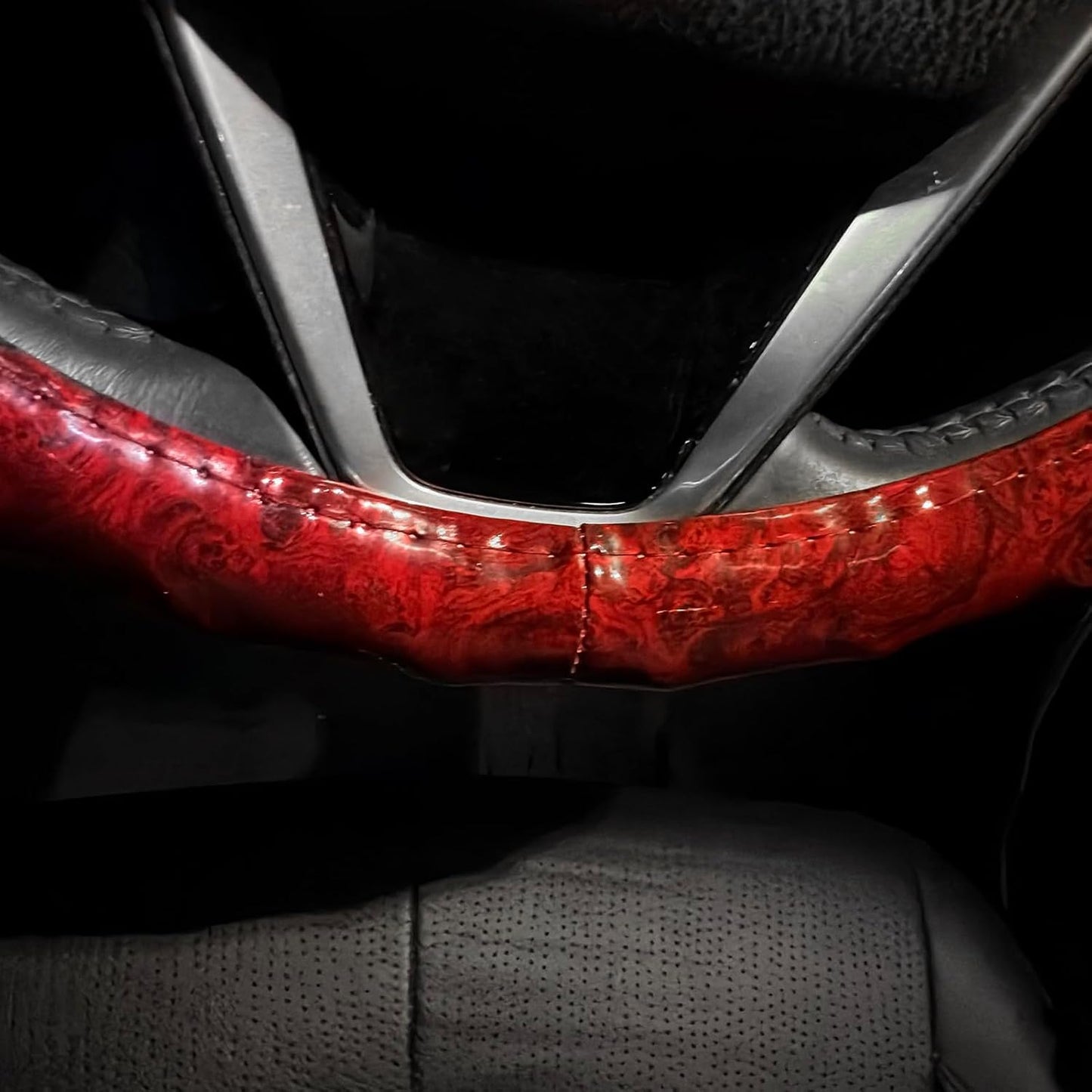 Funda volante madera diseño artístico ajuste universal rojo