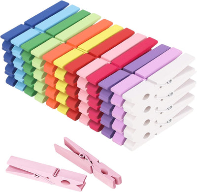 Pinzas madera coloridas 50pzas para ropa y manualidades