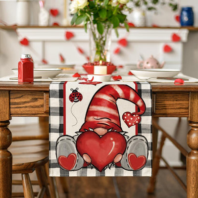 Camino mesa de gnomo a cuadros 13x72pulg decoración hogar