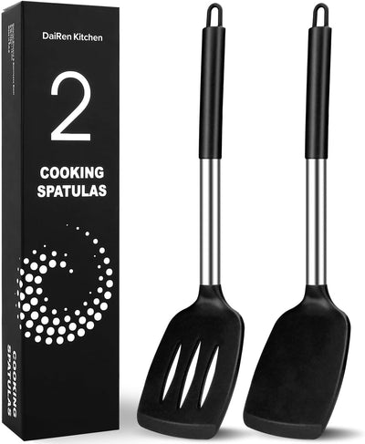 2 Pzas Espátulas Silicona Antiadherentes Negro