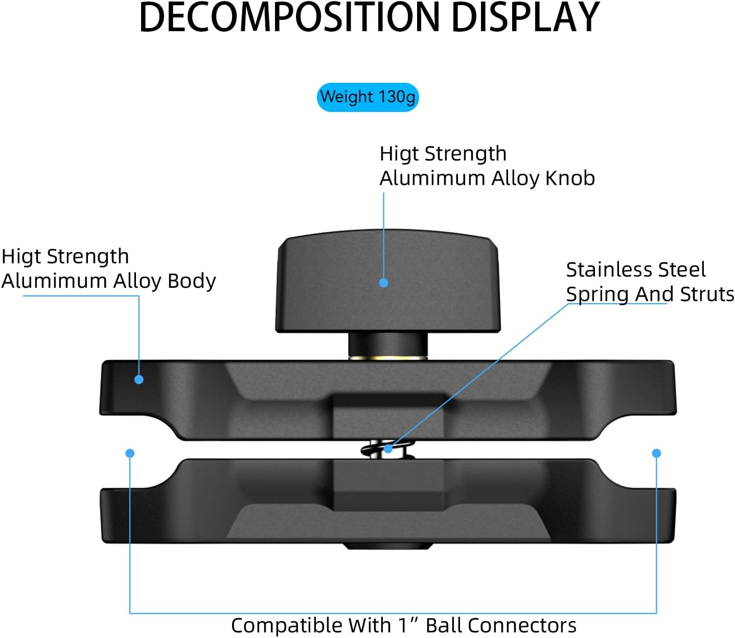 Soportes dobles AM-95 brazo 3.74" comp bola RAM B 1"