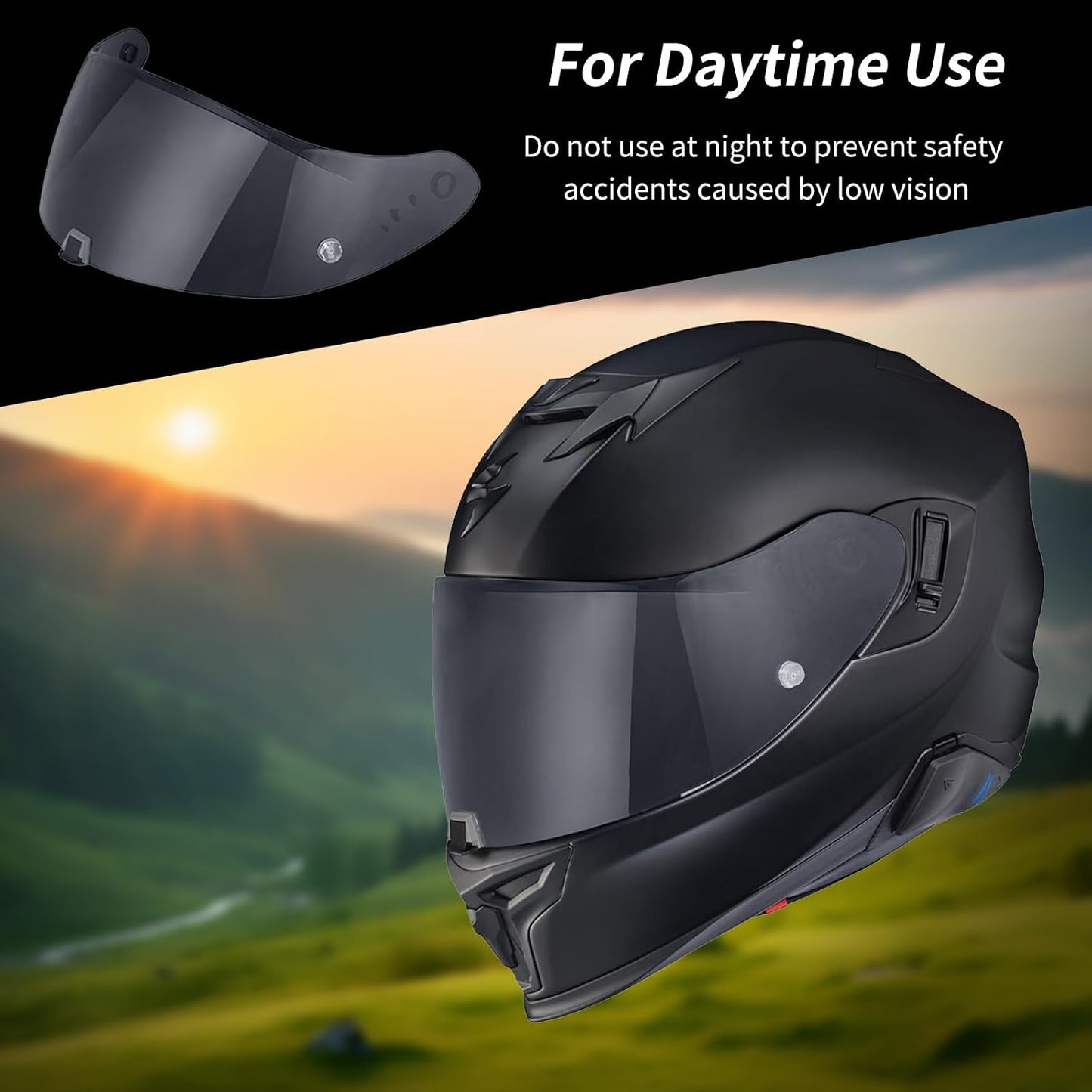Visor protector casco T520 comp accesorios motocicleta negro