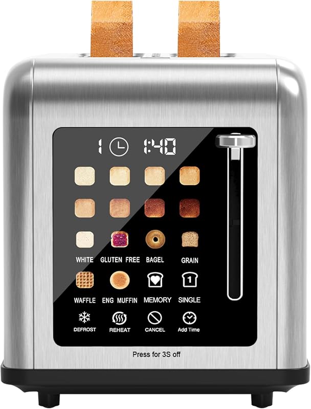 Tostadora 2 rebanadas acero inox con pantalla táctil 8