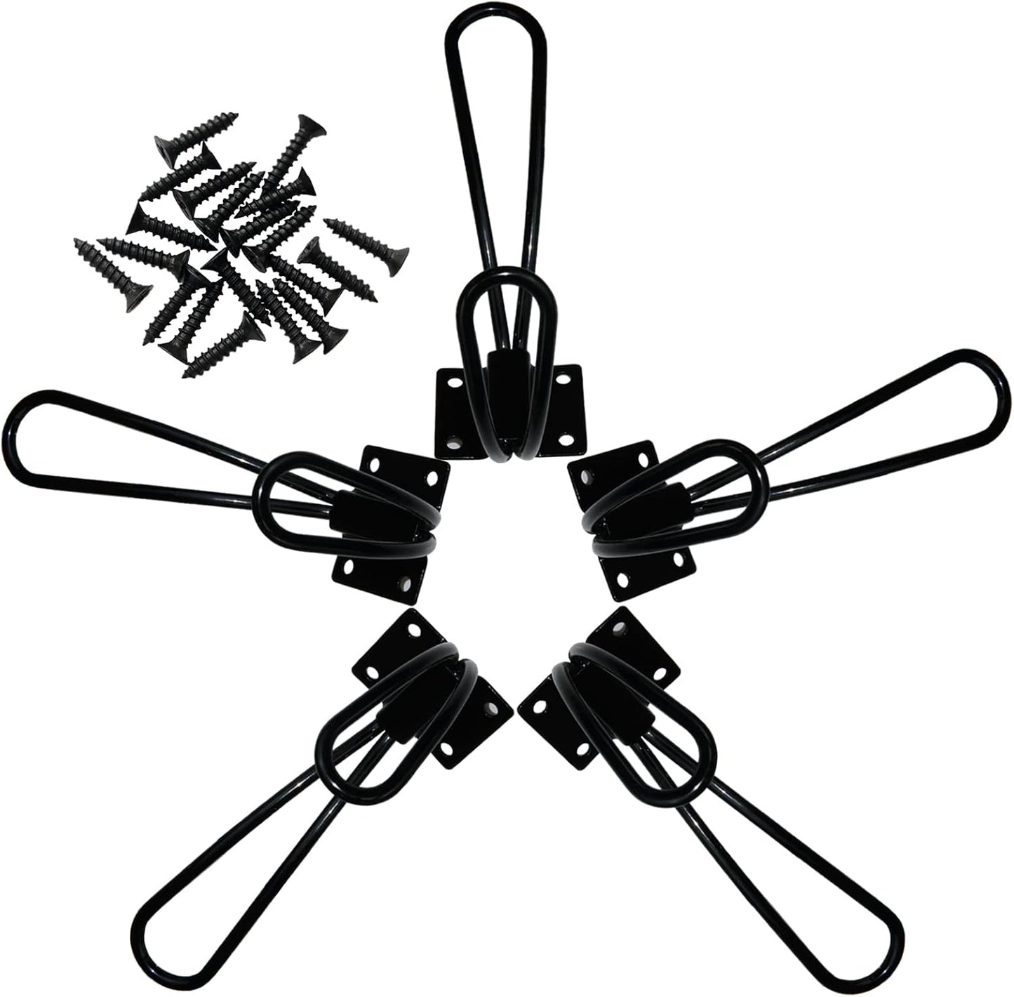 5 Pack Ganchos Dobles Rústicos Metal Negro Pared