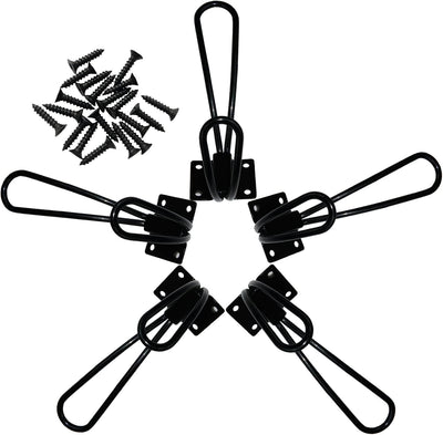 5 Pack Ganchos Dobles Rústicos Metal Negro Pared