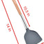 Espátula silicona 14pulg color gris mango madera cocina